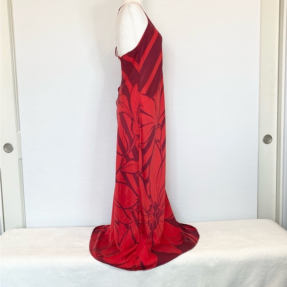 Y2K Victoria’s Secret Silk Bold Red Floral Maxi Gown Vintage Halter Slip Dress - Picture 11 of 11